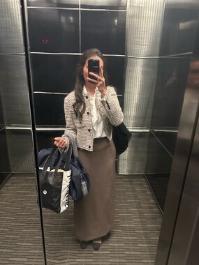 Kookai Oyster Midi Skirt - Taupe